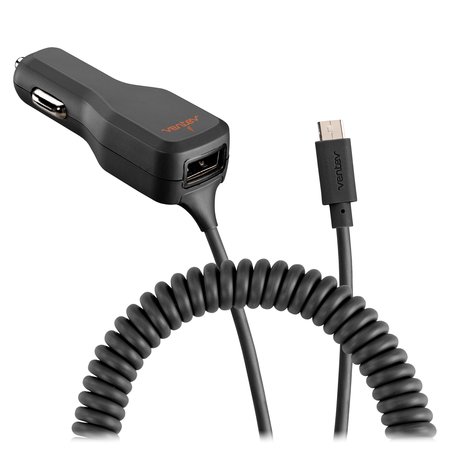VENTEV 17W Dashport r2340c Dual Car Charger with USB A and Connected Micro USB Cable, Gray R2340CMCRVNV